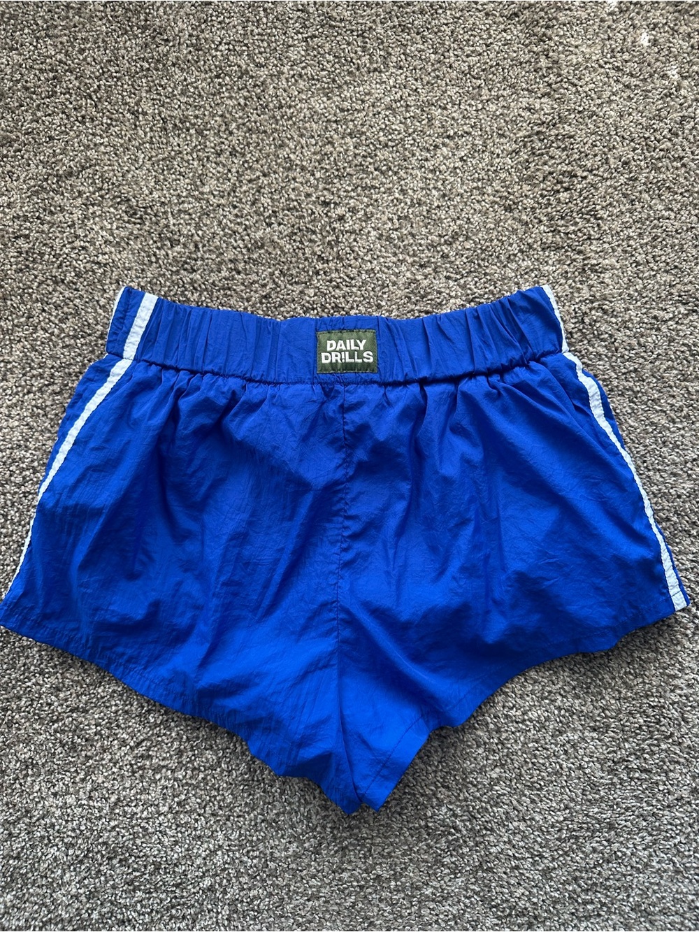 Daily Drills Bright Blue Women's Track Shorts with White Stripes - Picture 3 of 4